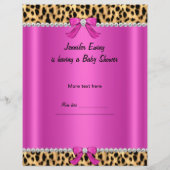 Flyer Baby Shower Baby Niedlich Girl Leopard Hot P (Hinten)