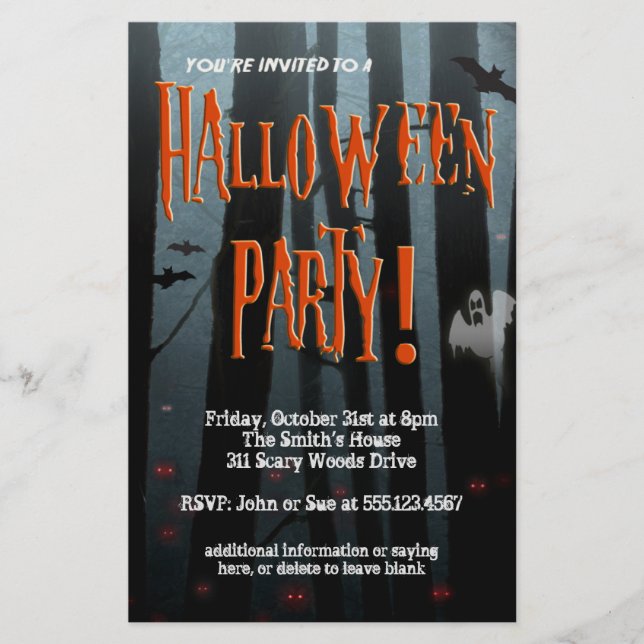 Flyer beängstigend Woods Halloween-Party (Vorderseite)