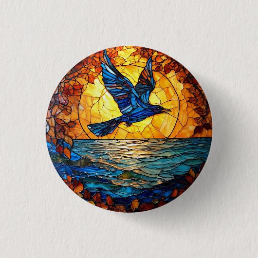 Flyer Bird über Sonnenuntergang Button (Vorderseite)