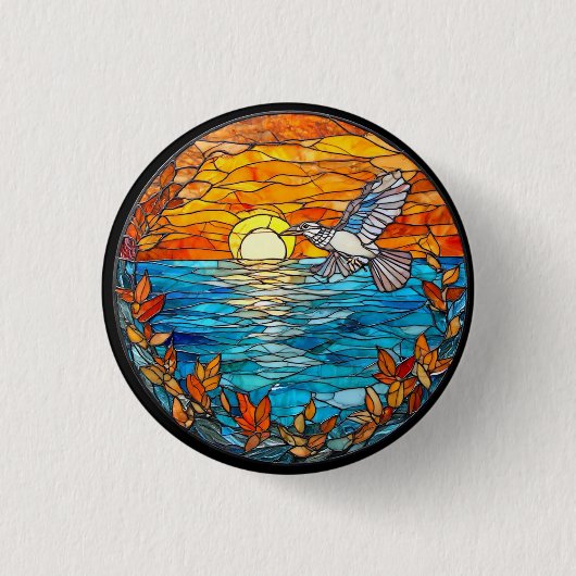 Flyer Bird über Sonnenuntergang Button (Vorderseite)