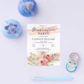 FLYER Boho Peach Floral Grad Party Einladung (Einzeln)