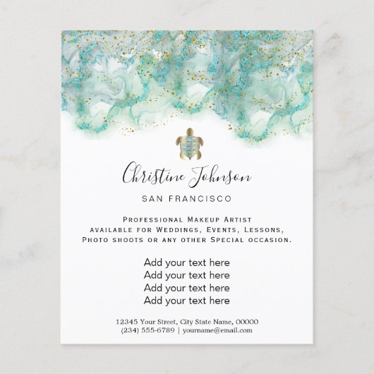 Flyer der aquamarinen Meeresschildkröte (Vorne)