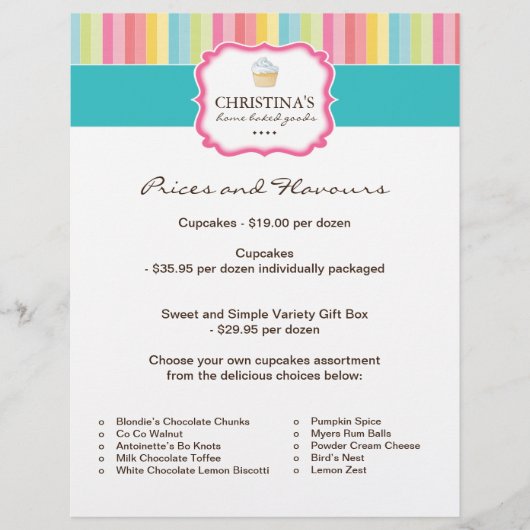 Flyer der Bäckereipreisliste (Vorne)