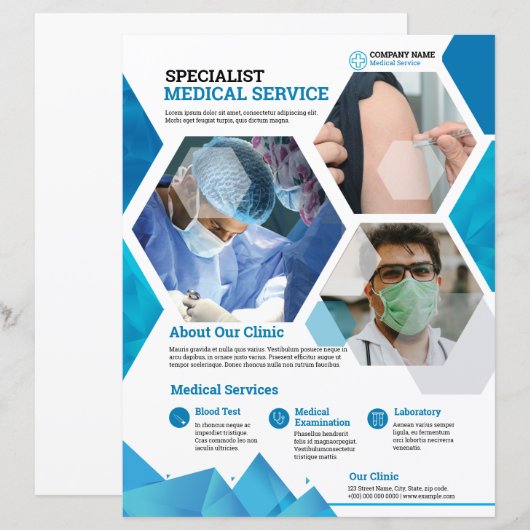 Flyer der Gesundheitsklinik (Vorne/Hinten)