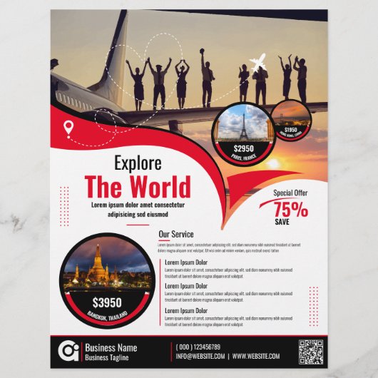 Flyer der Reiseagentur, Red Template (Vorne)