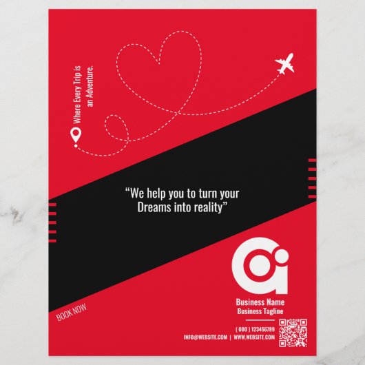 Flyer der Reiseagentur, Red Template (Hinten)