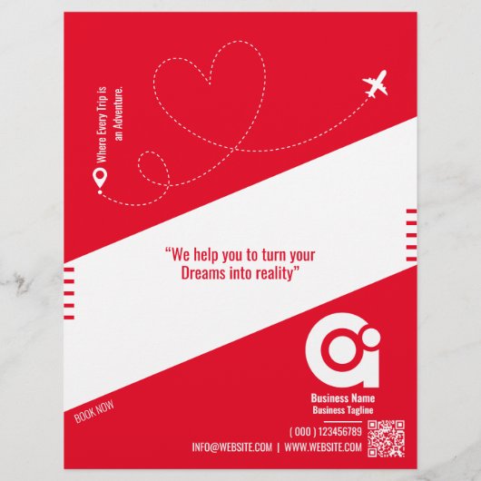 Flyer der Reiseagentur, Red Template (Hinten)