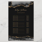 Flyer der schwarzen und goldenen Preisliste (Vorne)