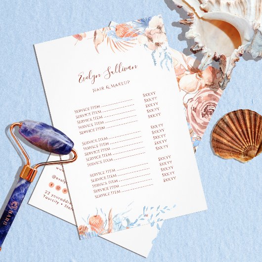 Flyer der tropischen Preise Peach und blau