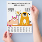 Flyer des Hauses mit Taghund, Katze, Fisch, Maus (Hand)