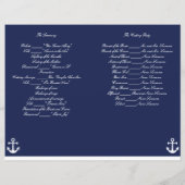 Flyer des Navy Blue Nautical Wedding Program (Rückseite)