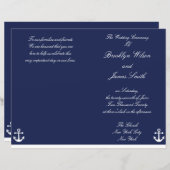 Flyer des Navy Blue Nautical Wedding Program (Vorne/Hinten)