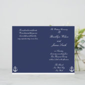 Flyer des Navy Blue Nautical Wedding Program (Stehend Vorderseite)