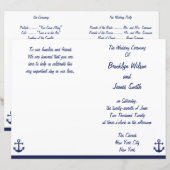 Flyer des Navy Blue Nautical Wedding Program (Vorne/Hinten)