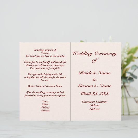 Flyer des Programms für personalisierte Hochzeiten (Stehend Vorderseite)