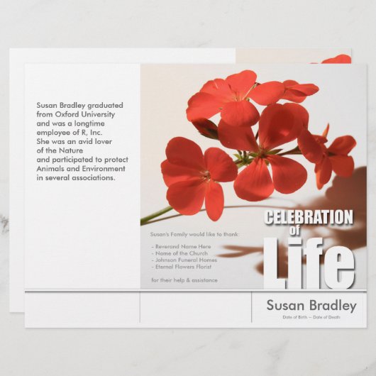 Flyer des Tri-Fold-Geranium-Programms (Vorne/Hinten)