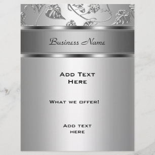 Flyer Elegant Klassisch Silber Präge Blumen