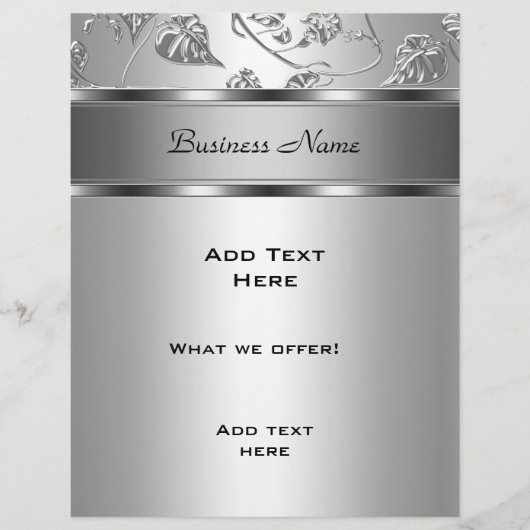 Flyer Eleganter klassischer Silber mit Blumenmotiv (Vorne)