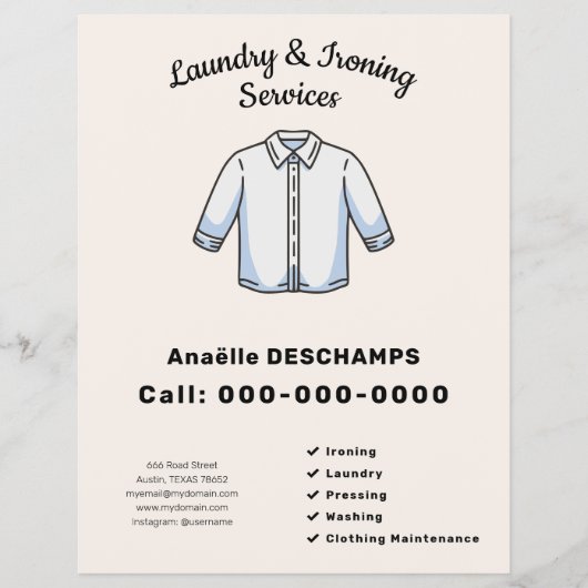 Flyer für Bügelservice und Wäscheservice (Vorne)