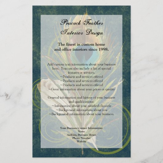 Flyer für das Arful Detail Peacock Feather Program (Vorne)