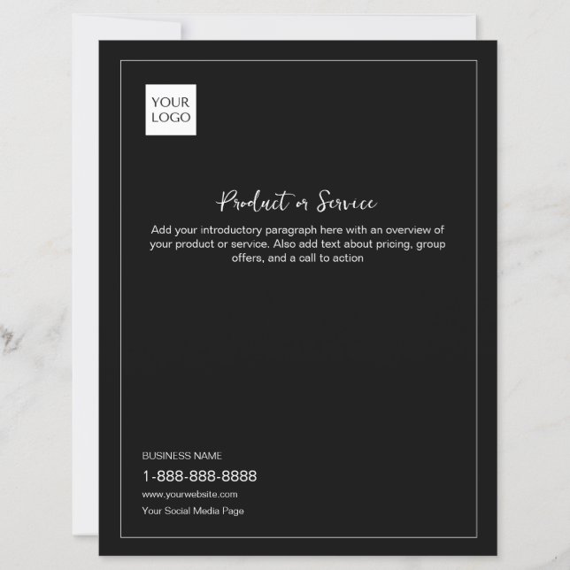 Flyer für das Schwarze Minimal White Business Logo (Vorderseite)