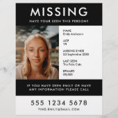 Flyer für die Auslieferung von Fotos für vermisste (Vorne)