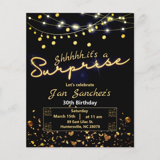 Flyer für die Einladung zur Black and Gold Überras (Vorne)