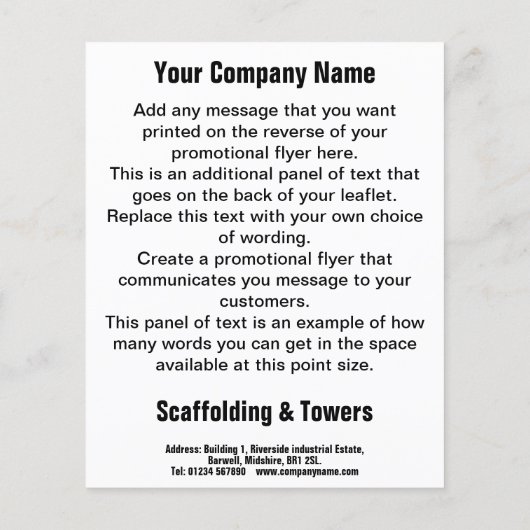 Flyer für die Entwicklung von Gerüsten für Cartoon (Hinten)