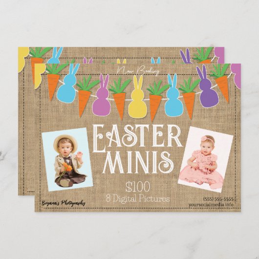 Flyer für die farbige Ostergebene und Minis-Fotogr Einladung (Vorne/Hinten)