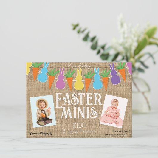 Flyer für die farbige Ostergebene und Minis-Fotogr Einladung (Stehend Vorderseite)