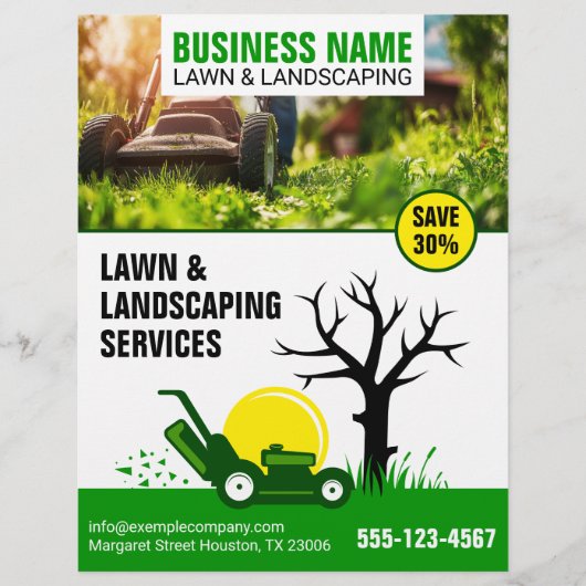 Flyer für die Pflege von Rasen - grün und Beruflic (Vorne)