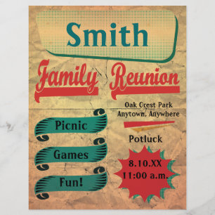 Flyer für ein Familientreffen im Vintage-Retro-Sti