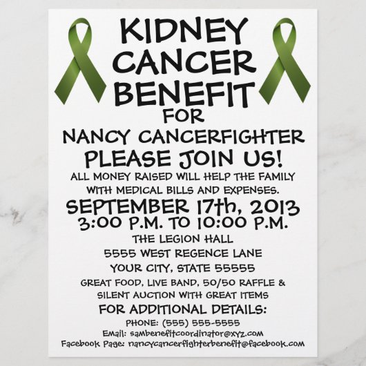 Flyer für einen individuellen Nierenkrebs (Hinten)