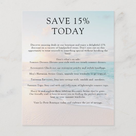 Flyer für einfache Beach-Foto-Werbung (Hinten)