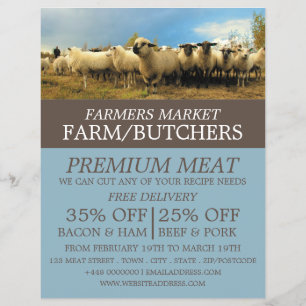 Flyer für Schafhaltung, Bauer und Butcher-Werbung