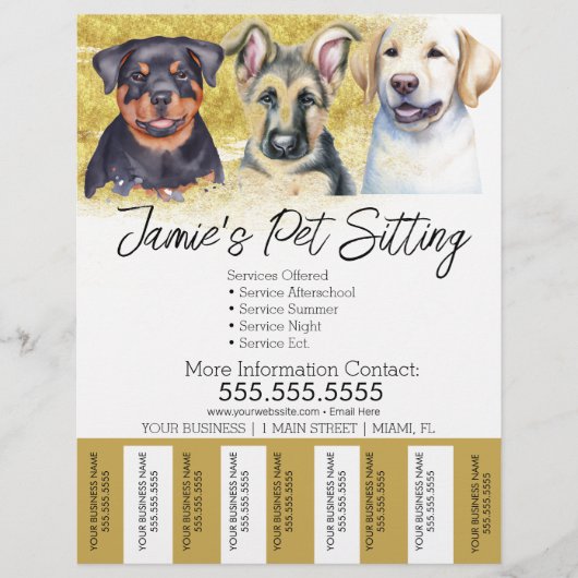 Flyer für Wasserfarbene Hunde Abreißen von Streife (Vorne)