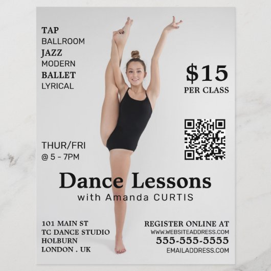 Flyer für weibliche Tänzerin, Tanzlehrgang Werbung (Vorne)