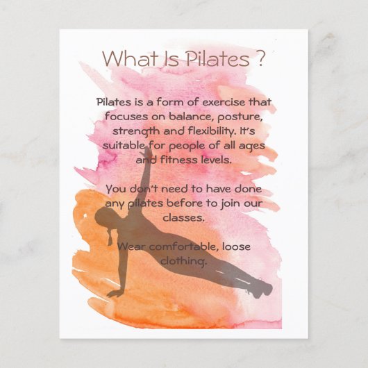 Flyer für Werbung der Pilates-Klasse (Hinten)