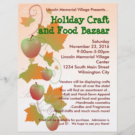 Flyer Herbst Ernte Holiday Craft Bazaar (Vorne)