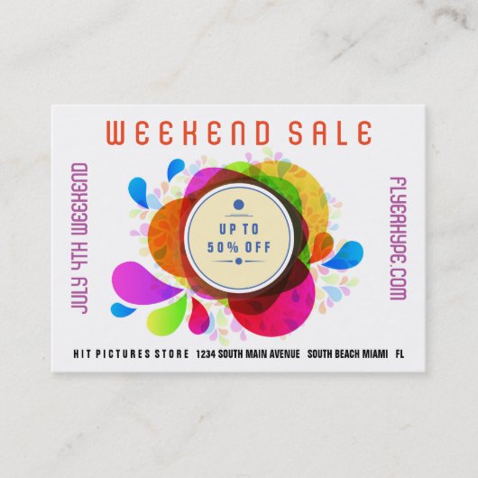 Flyer Hype Badge Store Sale Marketing Colorful V3 Visitenkarte (Vorderseite)