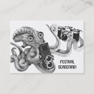 Flyer Hype Film Octopus Kamera Filmvorführung Visitenkarte