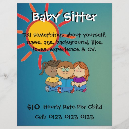 Flyer individuell gestalten - Baby Sitter (Vorne)