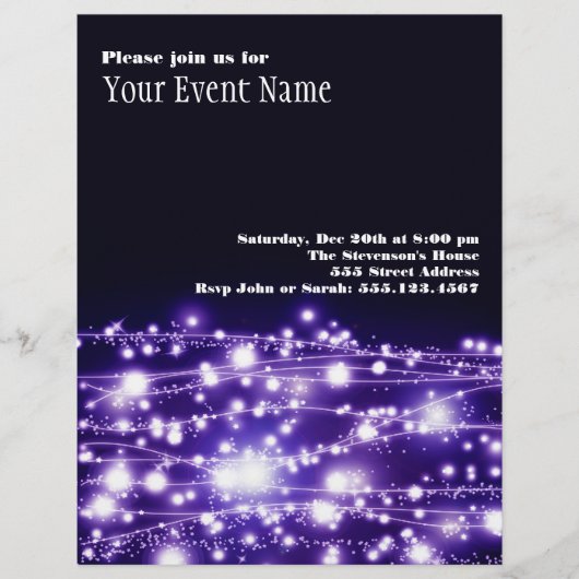 Flyer lila Sparkling Stars (Vorderseite)