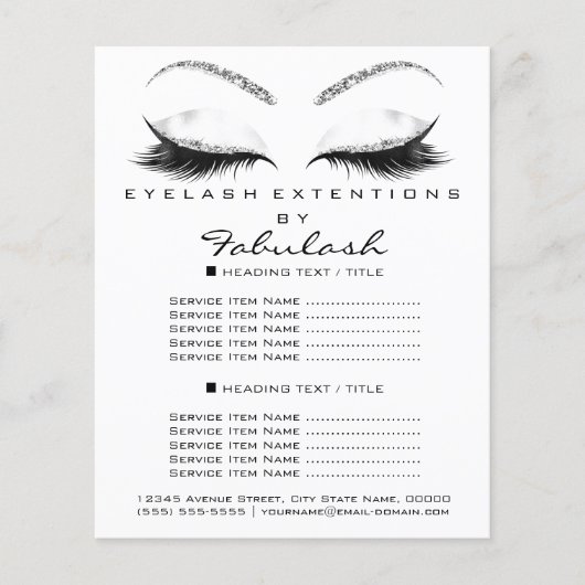 Flyer Makeup Beauty Glitzer Silberweiße Lashes (Vorne)