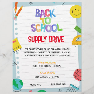 Flyer "Paper Back to School Supply Drive"