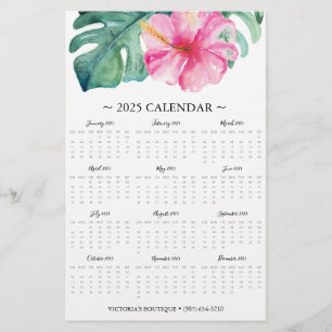 Flyer Rosa Tropische Blume 2025 Kalender