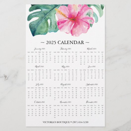 Flyer Rosa Tropische Blume 2025 Kalender (Vorne)