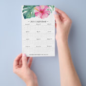 Flyer Rosa Tropische Blume 2025 Kalender (Handgriff)