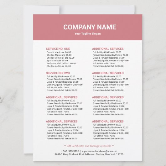 Flyer Rosa Weißnagelsalon Preisliste Einladung (Rückseite)