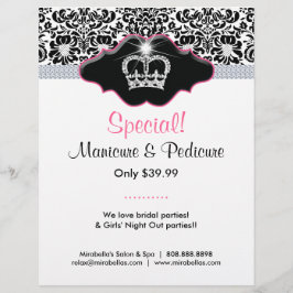 Flyer Salon Blume Damask Juwelierkrone